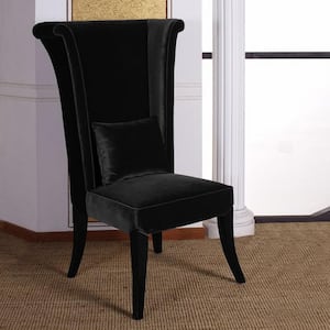 Mad Hatter 52 in. Black Velvet and Black Wood Finish Dining Chair