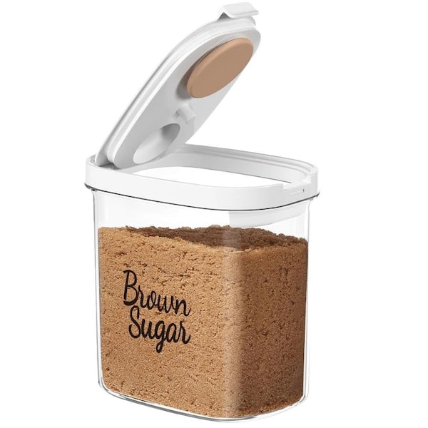 Clear 60.8 fl. oz. Brown Sugar Keeper Storage Container, Brown Sugar Container Airtight with Spoon and Lids Food Storage