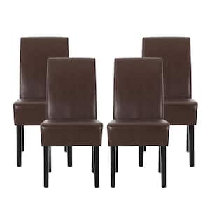 Monita Dark Brown Upholstered Faux Leather Dining Chair (Set of 4)