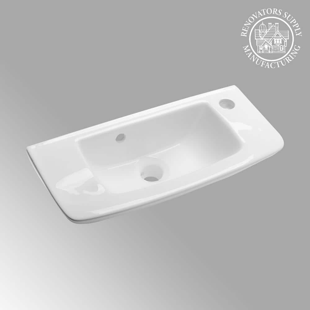 Compact White Glazed Ceramic Wall-Mount Vessel Sink
