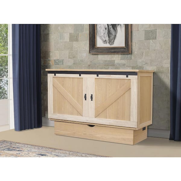 Bridger, White Oak, wooden Frame, queen size cabinet Murphy Bed