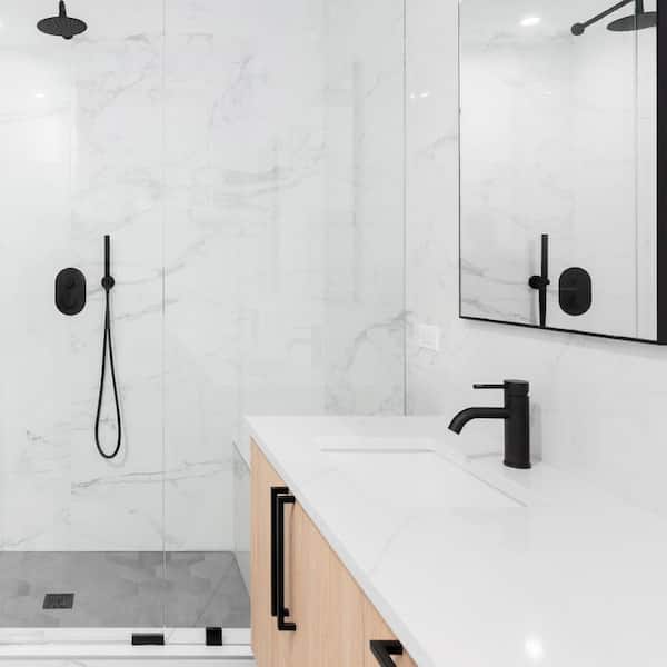 Single Handle Single Hole without Deckplate Basin Bathroom Faucet in Matte Black