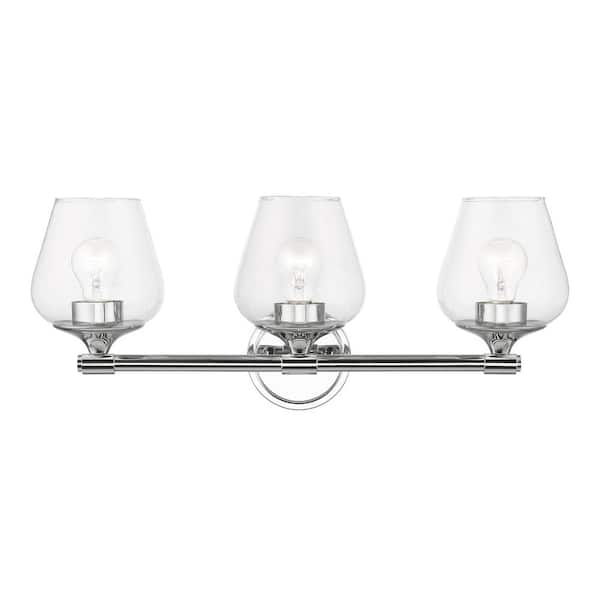 AVIANCE LIGHTING Hillbrook 23 in. 3-Light Polished Chrome Vanity Light with Clear Glass