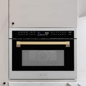 Autograph Edition 24 in. 1000-Watt Built-In Microwave Oven in Stainless Steel & Champagne Bronze Handle