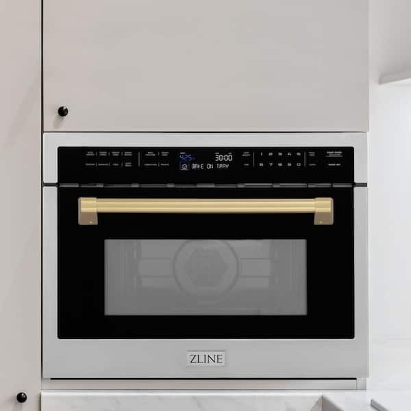 Autograph Edition 24 in. 1000-Watt Built-In Microwave Oven in Stainless Steel & Champagne Bronze Handle