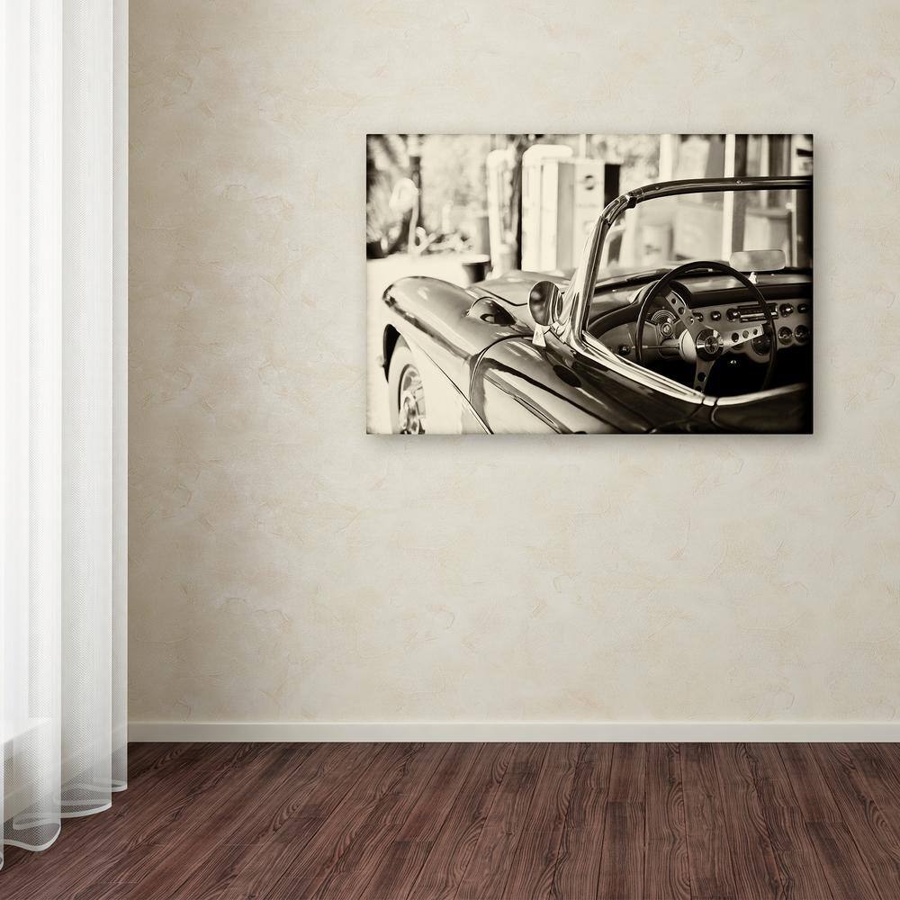 Classic Car Black and White Canvas Art with Floater Frame