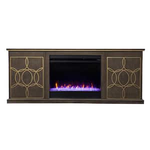 Yardlynn 60.75 in. Color Changing Electric Fireplace Console with Media Storage in Brown