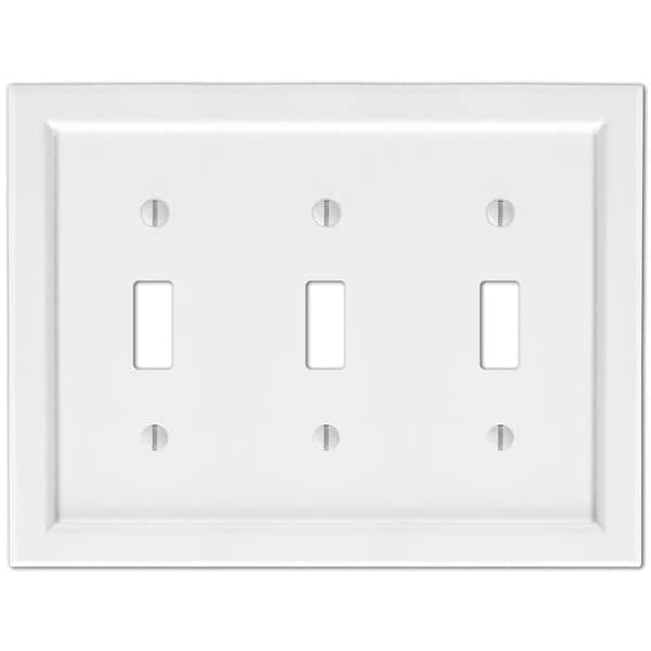 AMERELLE Woodmore 3 Gang Toggle Wood Wall Plate - White