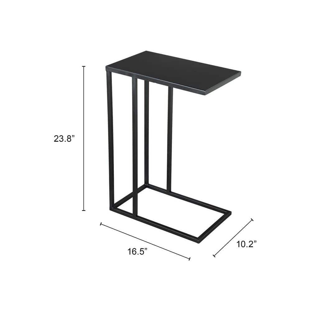 Black Powder-Coated Metal Rectangular Side Table