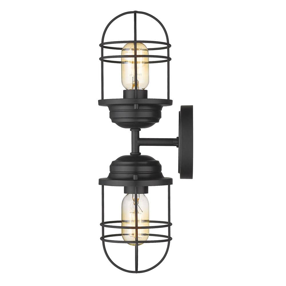 Matte Black Industrial Double Cage Wall Sconce