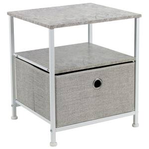 1-Drawer Gray Nightstand 18.37 in. H x 15.75 in. W x 15.75 in. D