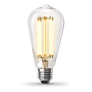 60-Watt Equivalent ST19 Dimmable Straight Filament Clear Glass E26 Vintage Edison LED Light Bulb, Soft White 2700K
