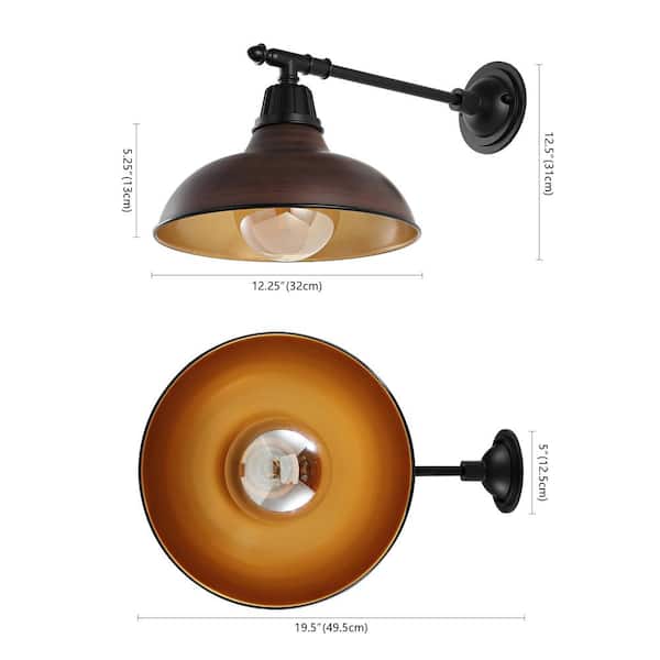 JONATHAN Y Wallace 12.25 in. Wood Finish/Copper 1-Light Farmhouse