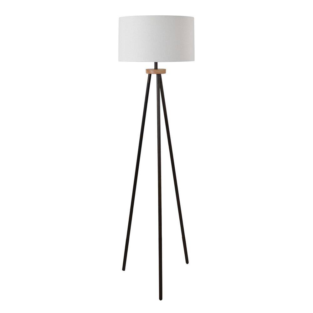62 in. Bronzed Contemporary Tripod Floor Lamp with White Linen Shade price history on PriceWatchPro