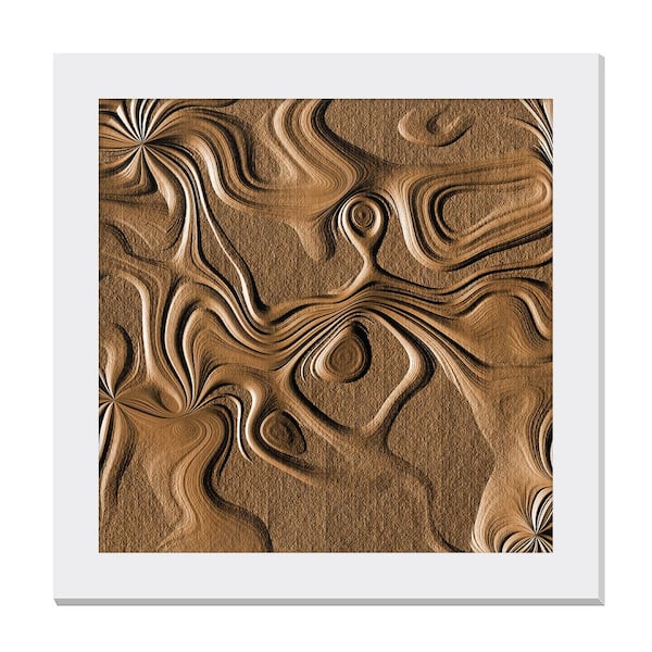 Unbranded Gallery-Grade Rich Chocolate Swirl White Framed Acrylic Abstract Statement Wall Art 48 in. x 48 in.