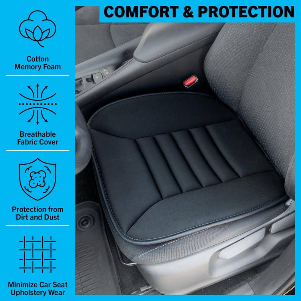 Black Memory Foam Car Seat Cushion Pad with Non-Slip Bottom