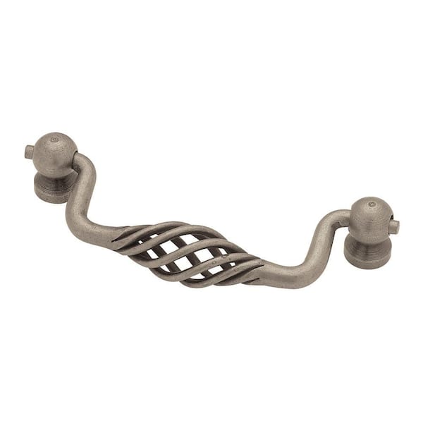 Liberty Birdcage 3-3/4 in. (96mm) Center-to-Center Antique Pewter Wrought Iron Bail Drawer Pull