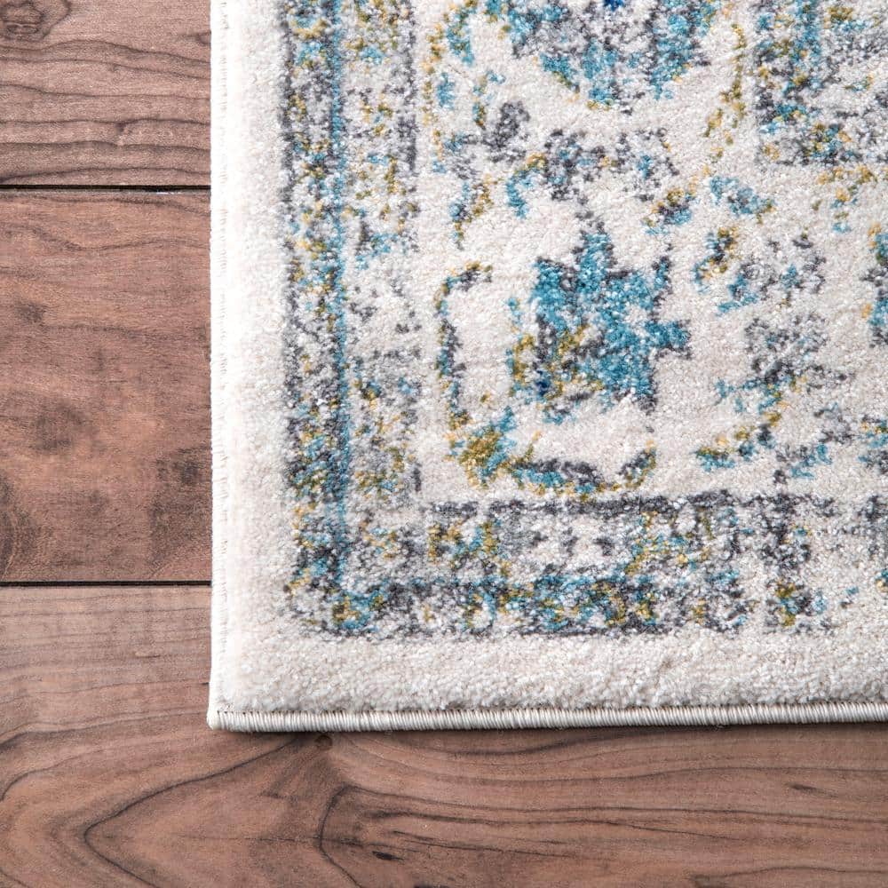 Easy-Care Vintage Persian Blue Synthetic Oval Area Rug, 3' x 5'