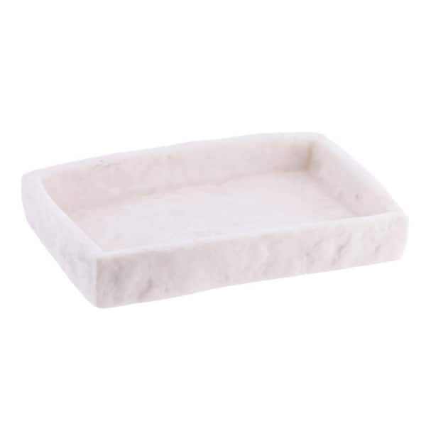 EVIDECO French home goods Stone Effect Freestanding Soap Dish Holder Cup Dispenser Tray White
