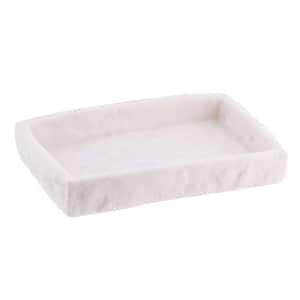 Stone Effect Freestanding Soap Dish Holder Cup Dispenser Tray White