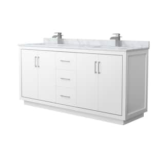 Icon 72 in. W x 22 in. D x 35 in. H Double Bath Vanity in White with White Carrara Marble Top