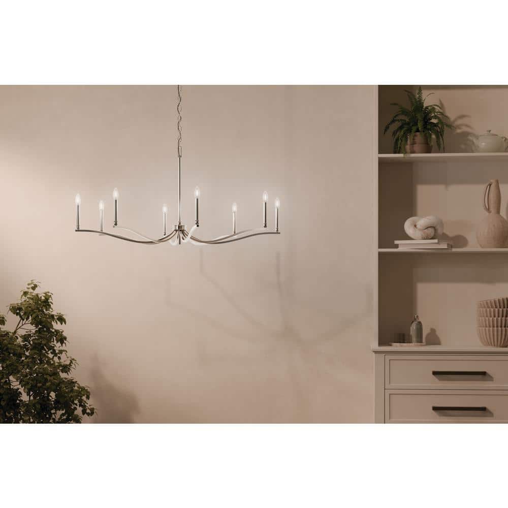 KICHLER Malene 52 in. 8-Light Polished Nickel Traditional Candle