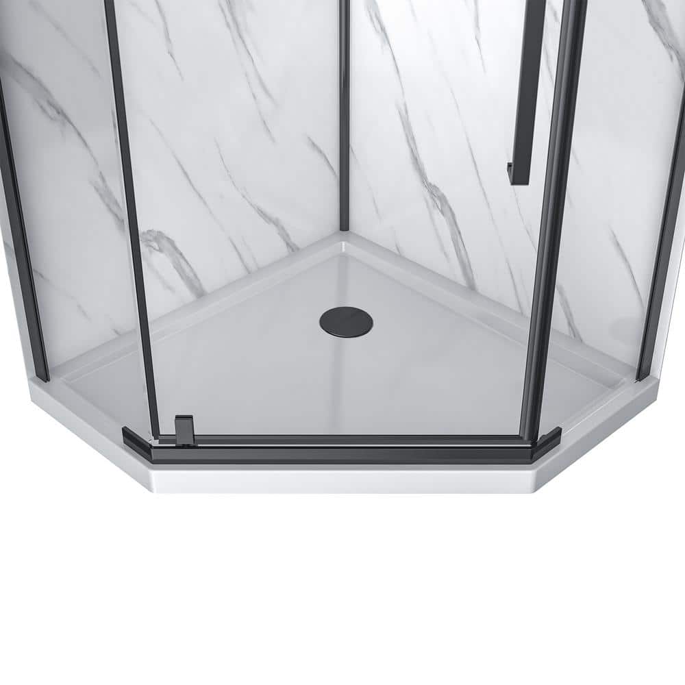 Capri 38" Black Aluminum Neo-Angle Shower Kit