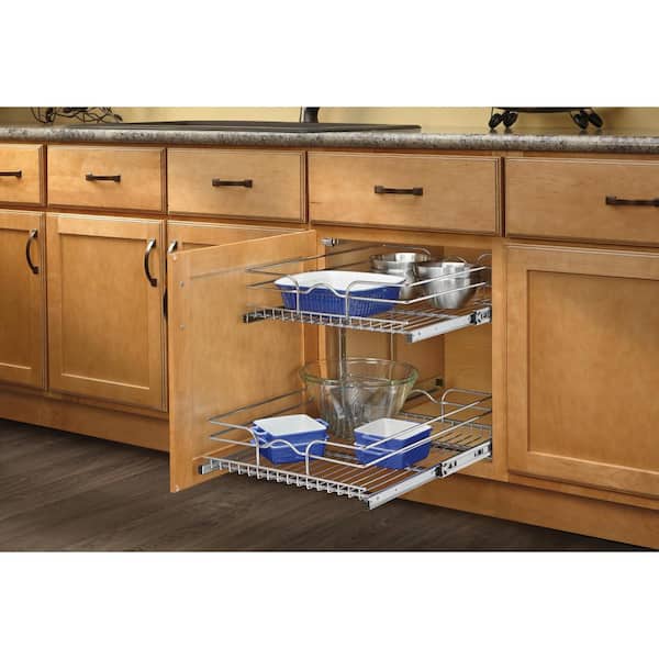 Rev-A-Shelf 19 in. H x 17.75 in. W x 22 in. D Base Cabinet Pull-Out Chrome 2-Tier Wire Basket