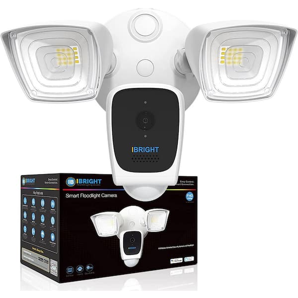 IBRIGHT Wired Outdoor Smart Wi-Fi Floodlight Security Camera