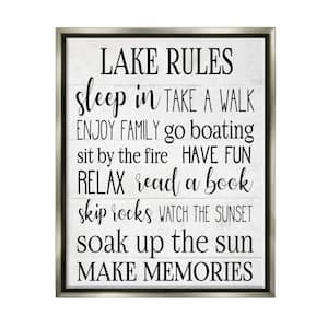 Motivational Lake Rules Sign Text Styles by Daphne Polselli Floater Frame Typography Wall Art Print 17 in. x 21 in. .