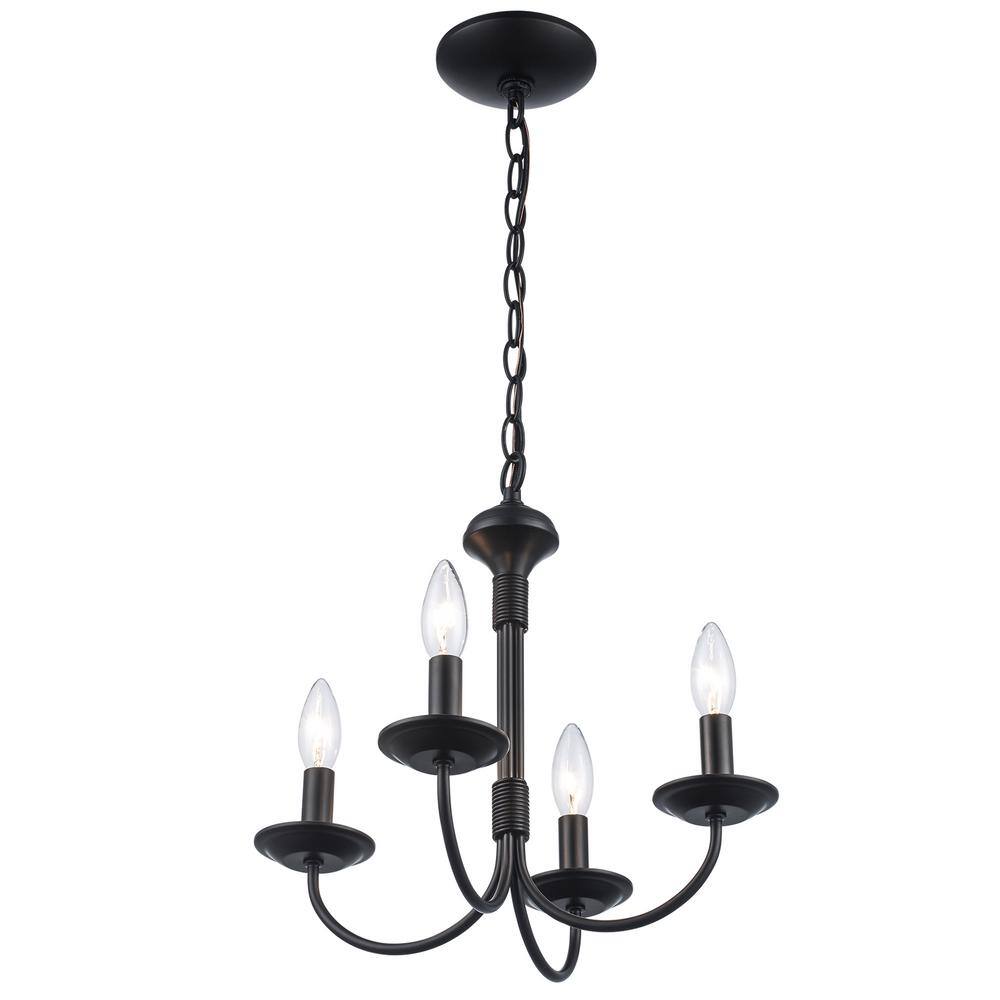 Black Metal Mini Candle Chandelier with Curved Arms