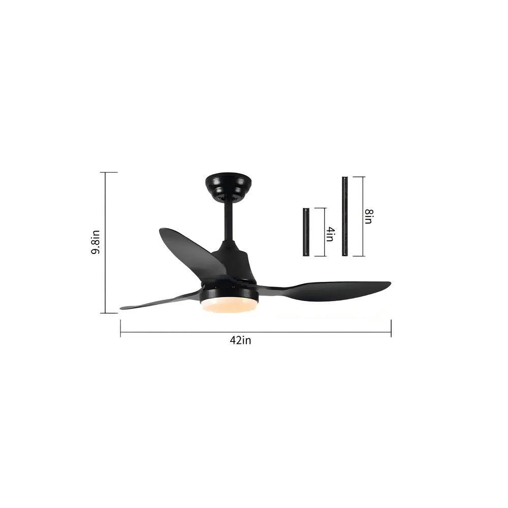 42" Matte Black Smart Ceiling Fan with LED Light and Remote