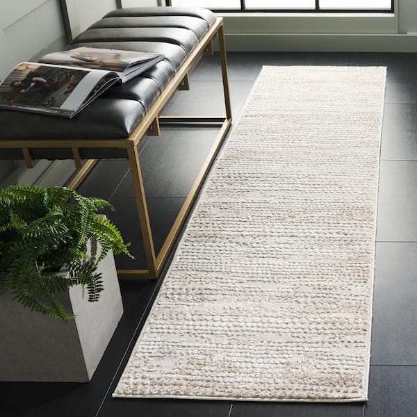 Hanna 2 ft. x 8 ft. Gray Ivory/Beige Abstract Distressed Runner Rug