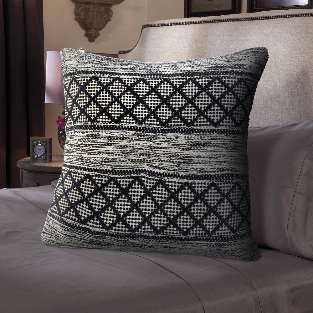 Gray and Black Geometric Diamond 20" Square Pillow