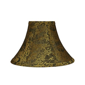 16 in. x 12 in. Pumpkin Gold and Black Accents Bell Lamp Shade