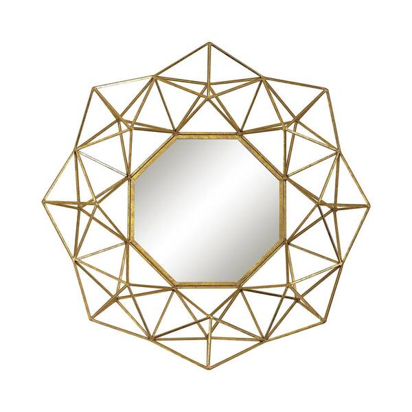 Titan Lighting Medium Round Gold Contemporary Mirror (31.4 in. H x 31.4 in. W)