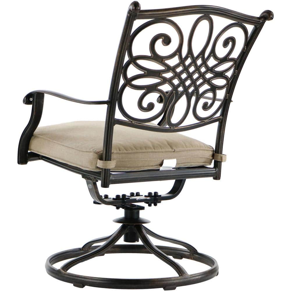 Hanover Traditions 9-Piece Bronze Aluminum Patio Dining Set with Beige Cushions