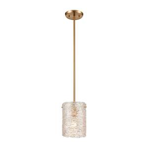 Chillum 1-Light Satin Brass Mini Pendant Light with Glass Shade