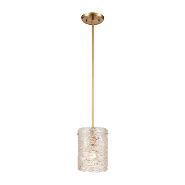 Titan Lighting Chillum 1-Light Satin Brass Mini Pendant Light with Glass Shade