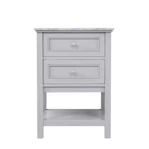 Timeless Home Gina 24 in. W x 22 in. D x 33.75 in. H Single Bathroom Vanity in Grey with Carrara White Marble