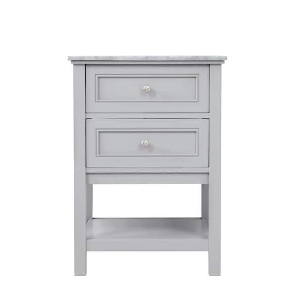 Unbranded Timeless Home Gina 24 in. W x 22 in. D x 33.75 in. H Single Bathroom Vanity in Grey with Carrara White Marble