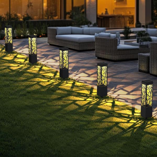 15 in. H Low Voltage Black Solar Standard Integrated LED Outdoor IP44 Waterproof Path Light 30 Lumens 3000K (5-Pack)