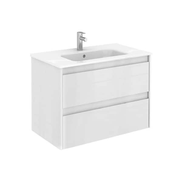 WS Bath Collections 31.6 in. W x 18.1 in. D x 22.3 in. H Bath Vanity in Matte White with Gloss White Ceramic Top