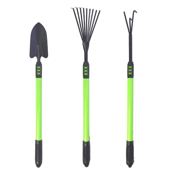 Unbranded 3-Extendable Shovel, Rake and Cultivator 3-Piece Garden Tool Set