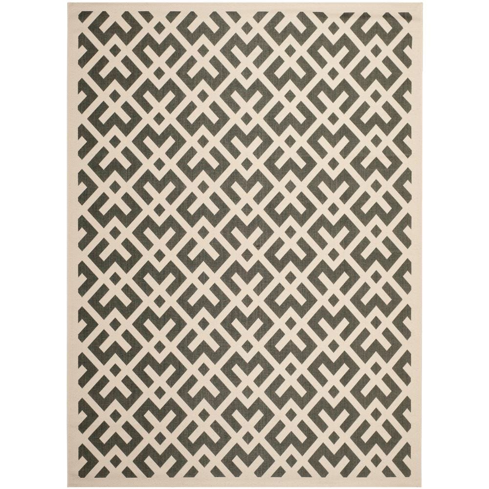 SAFAVIEH Courtyard Black/Beige 8 ft. x 11 ft. Geometric Indoor/Outdoor Patio  Area Rug