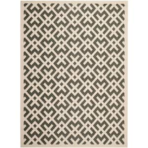 Courtyard Black/Beige 9 ft. x 12 ft. Geometric Indoor/Outdoor Patio  Area Rug