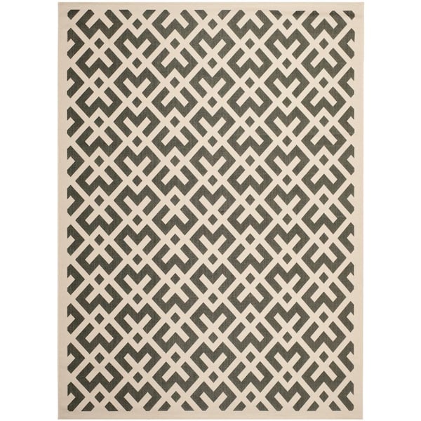 SAFAVIEH Courtyard Black/Beige 9 ft. x 12 ft. Geometric Indoor/Outdoor Patio  Area Rug