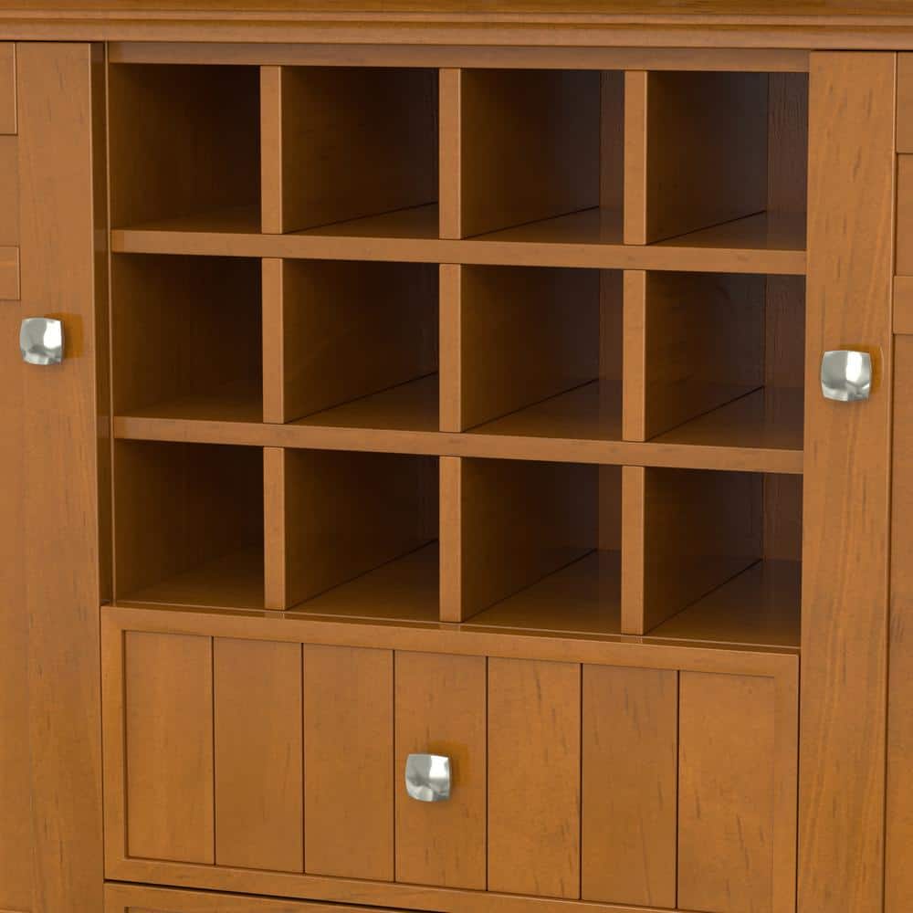 Bedford Light Golden Brown Solid Wood Sideboard Buffet with Wine Rack