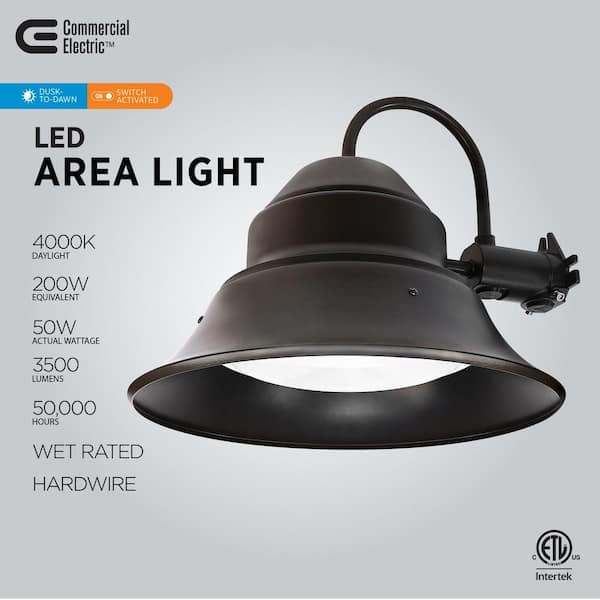 Commercial Electric 3500 Lumen Integrated LED Bronze Dusk to Dawn