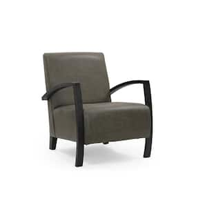 Amelia 26 in. Black Leather Arm Chair